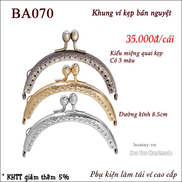 Khung ví kẹp bán nguyệt BA070