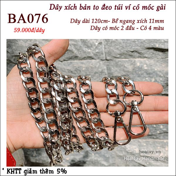 Dây xích 11mm dài 120cm có móc gài BA076