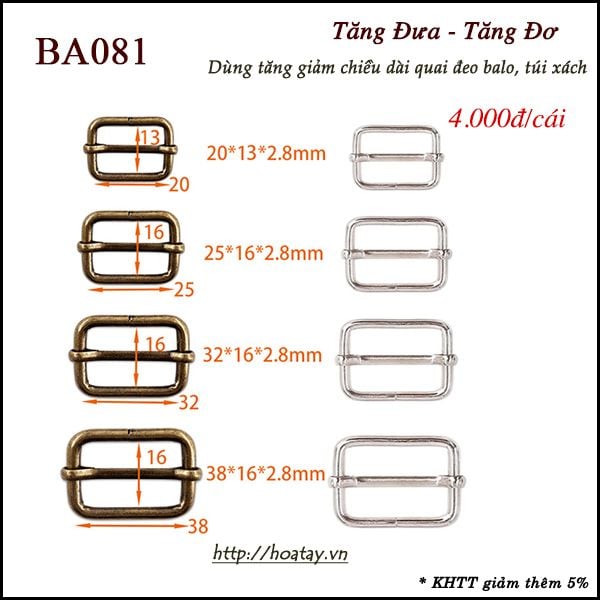 Tăng đưa- Tăng đơ dùng tăng giảm chiều dài balo, túi xách BA081
