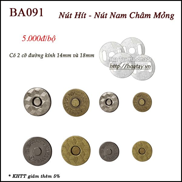 Nút Hít - Nút Nam Châm Loại Mỏng Siêu Chắc BA091