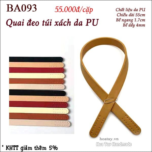 Quai đeo túi xách da PU BA093 -thay thế quai cũ, DIY túi handmade