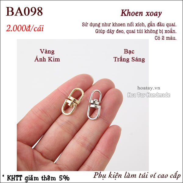 Khoen xoay gắn dây đeo và quai túi ví BA098 - Hoa Tay Handmade