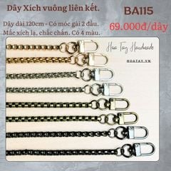 BA115 - Dây Xích Vuông Liên Kết 120cm: Mắc Xích Độc Đáo, Chắc Chắn, Chất Lượng Cao, Thời Trang Cho Túi Xách, Phù Hợp Nhiều Phong Cách và Loại Túi