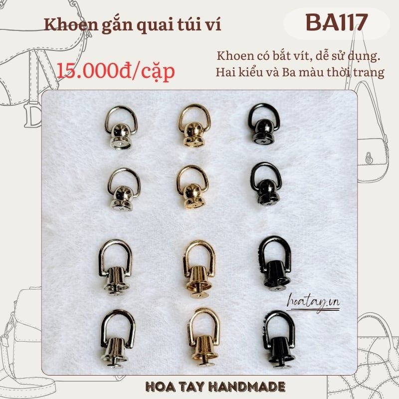 Khoen Gắn Quai Túi Ví – Dạng Chuông & Trụ BA117