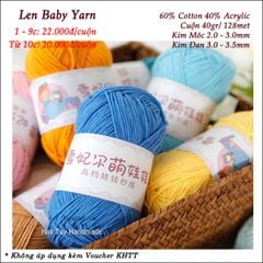 Len Baby Yarn đan móc trang phục, phụ kiện cho bé.