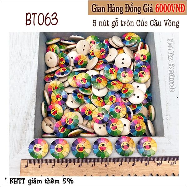 Nút gỗ tròn Cúc Cầu Vồng BT063