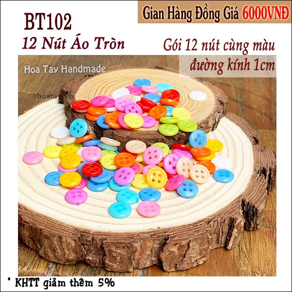 12 nút áo tròn nhiều màu 10mm BT102