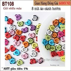 Nút áo nhựa nhiều màu hình Hoa Bướm - Gói 8 nút - BT108