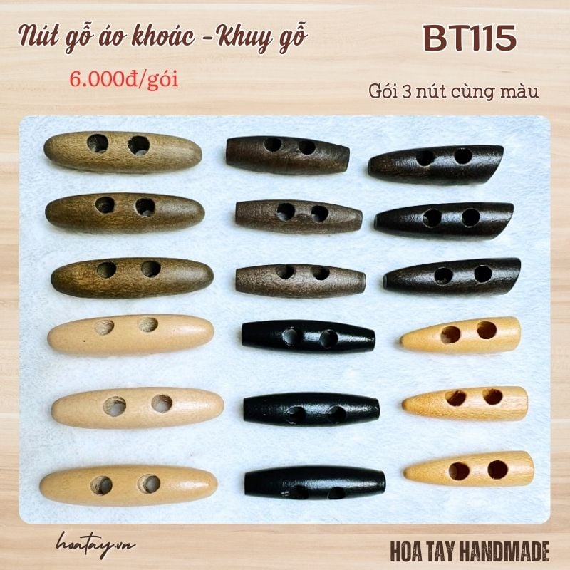 Nút Gỗ Áo Khoác BT115 - Khuy Gỗ To Bản
