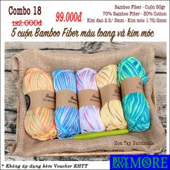 Combo 18 - 5 cuộn Bamboo fiber màu loang và 1 kim móc Silicone