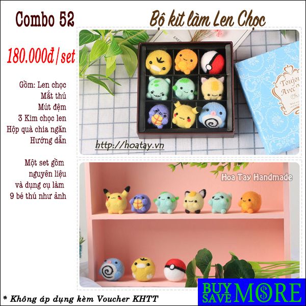 Combo 52 - Bộ kit làm len chọc 9 bé Pokemon