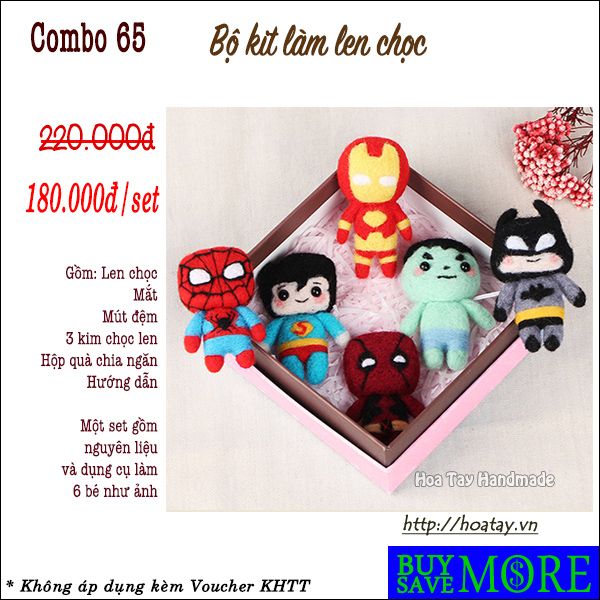 Combo 65 - Bộ kit làm len chọc các Siêu anh hùng