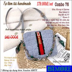 Combo 76 - Tự làm túi handmade kiểu túi vuông, dây đeo phối vải sang trọng, Bộ nguyên liệu đầy đủ.