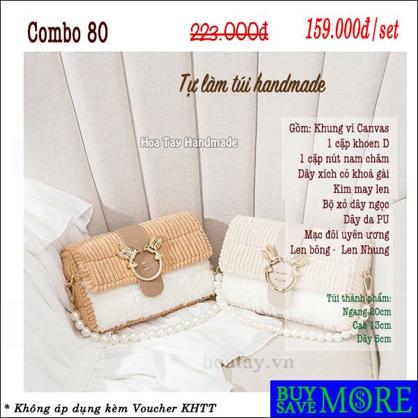 Combo 80- Tự làm túi đan len handmade uyên ương - Bộ nguyên liệu đầy đủ.