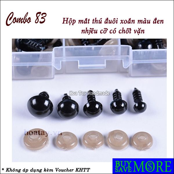 Combo 83 - Hộp mắt thú đuôi xoắn màu đen nhiều cỡ có chốt vặn. – Hoa ...