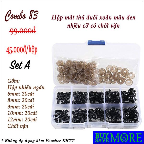 Combo 83 - Hộp mắt thú đuôi xoắn màu đen nhiều cỡ có chốt vặn. – Hoa ...