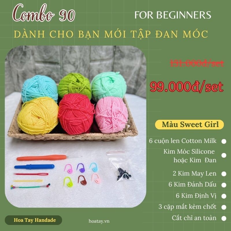 Combo 90 – Khởi Đầu Đan Móc Dễ Dàng Và Tiết Kiệm - Tông màu Bé Gái