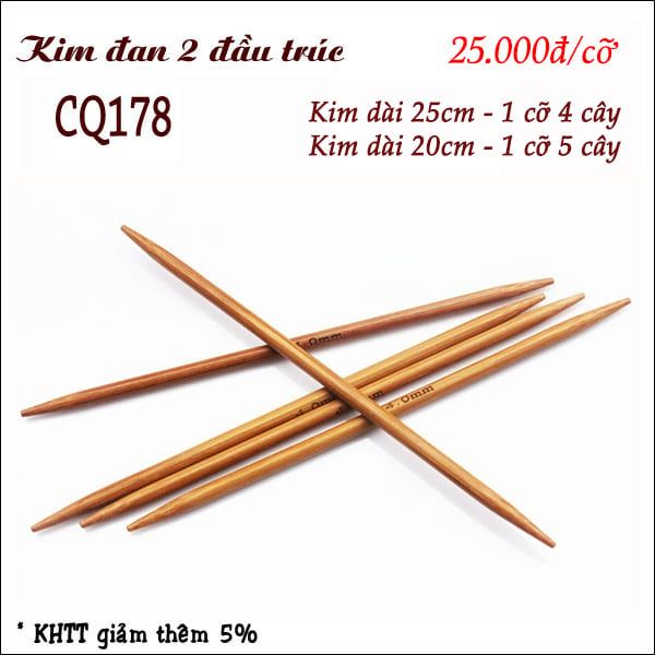 Kim đan 2 đầu trúc cỡ từ 2mm đến 10mm, Kim đan 2 đầu 20cm CQ178