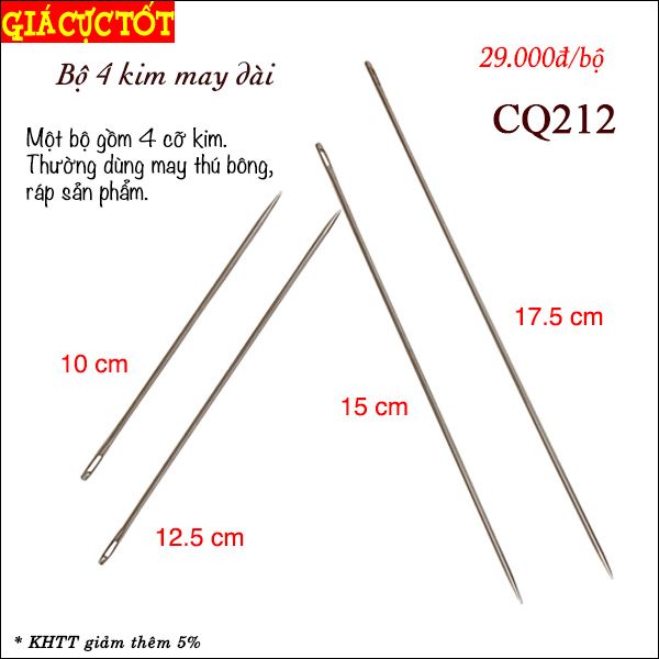 Bộ 4 Kim may dài CQ212-may thú bông, ráp sản phẩm, may chần bông