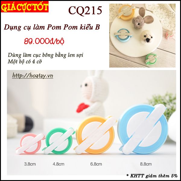 Dụng cụ làm Pom Pom Kiểu B 4 size- Loom Pom Pom CQ215