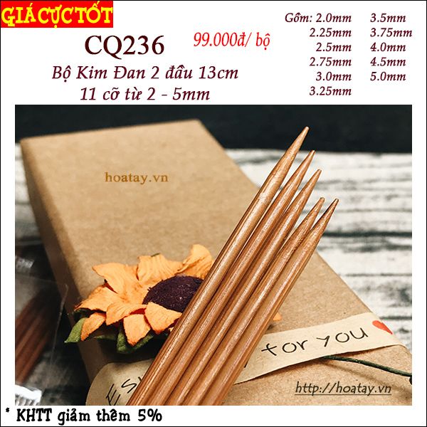 Bộ kim đan 2 đầu trúc 13cm 11 cỡ chuyên dùng đan thú bông, đan tất CQ236