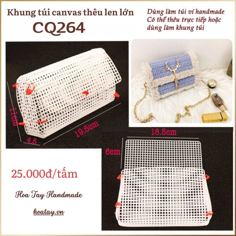 Khung Túi Canvas Thêu Len CQ264 – Lựa Chọn Hoàn Hảo Cho Túi Ví Handmade