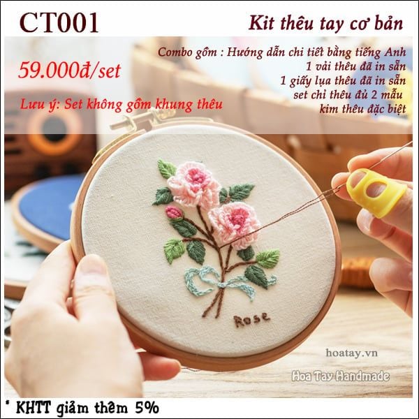 Bộ dụng cụ thêu tay cơ bản cho người mới - CT001