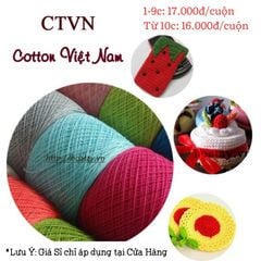Sợi Cotton Việt Nam 1mm dùng móc các sản phẩm trang trí, khăn trải bàn, lót ly, túi xách, móc khoá, thú bông nhỏ, hoa trang trí...