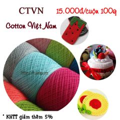 Sợi Cotton Việt Nam 1mm dùng móc các sản phẩm trang trí, khăn trải bàn, lót ly, túi xách, móc khoá, thú bông nhỏ, hoa trang trí...