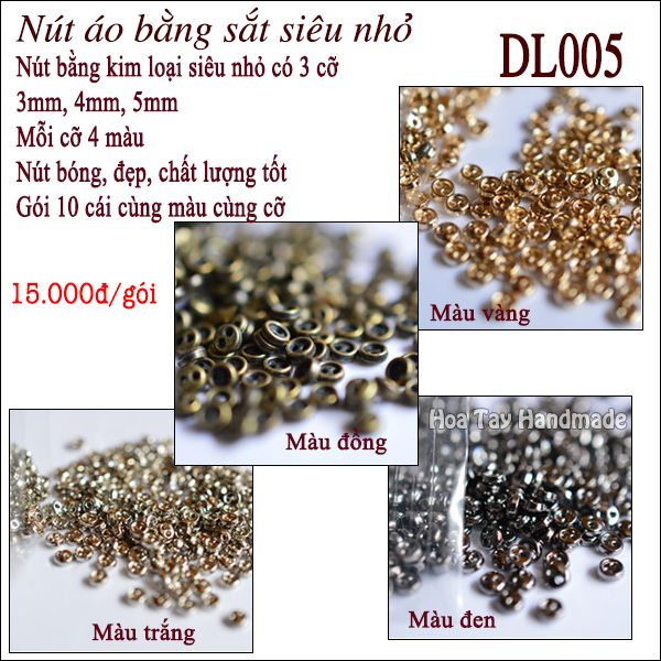 Nút áo kim loại siêu nhỏ - Nút áo cho búp bê DL005