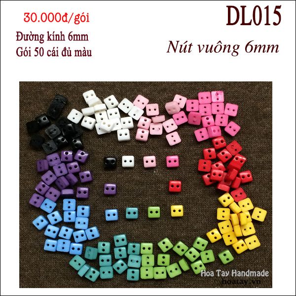 Nút hình vuông siêu nhỏ 6mm làm đồ búp bê, gấu bông DL015