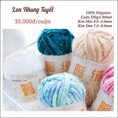 Len Nhung Tuyết - còn gọi là Nhung Chenille – Sợi Len Mềm Mịn, Dễ Đan Móc Cho Dự Án Thủ Công