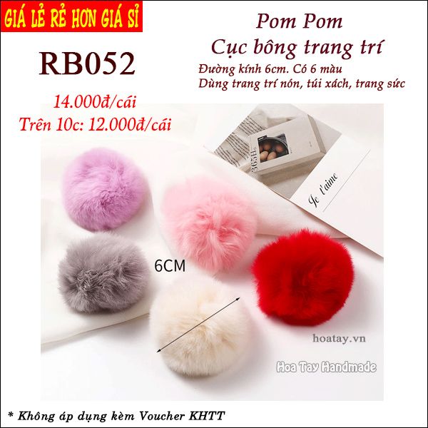 Pom Pom - Cục bông trang trí nón, túi xách, trang sức RB052