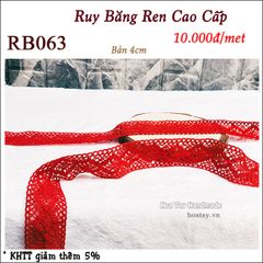 Ruy Băng Ren Vintage 4cm màu đỏ RB063