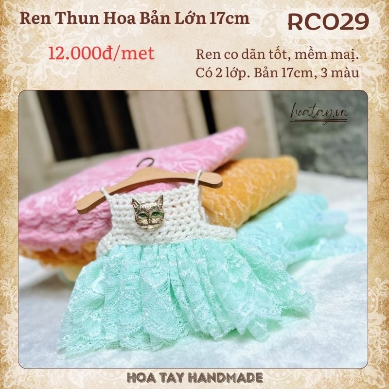 Ren Thun Hoa Bản 17cm RC029 – Chất Liệu Đa Năng Cho Handmade & May Mặc