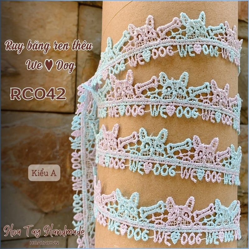 Ruy Băng Ren Thêu 2.5cm We Love Dog RC042