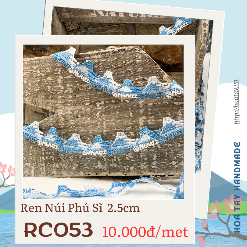 Ruy Băng Ren Thêu hình Núi Phú Sĩ 2.5cm RC053