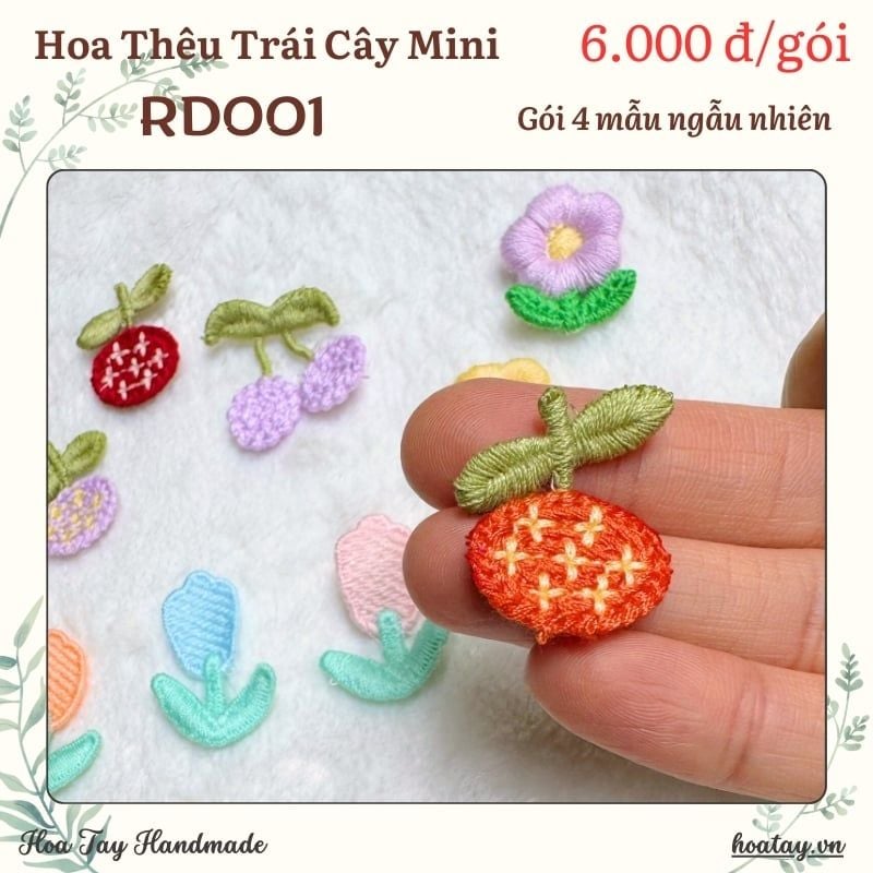 Hoa Thêu Trái Cây Mini RD001 - Gói 4 Mẫu Xinh Xắn