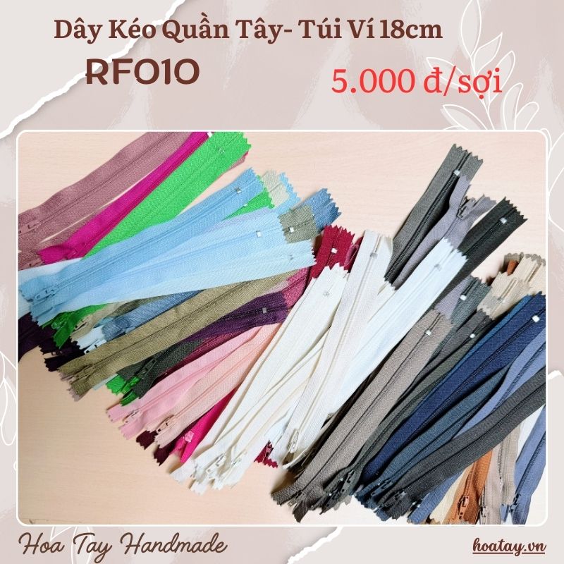 Dây kéo quần tây - túi ví 18cm RF010- Phụ kiện lý tưởng cho đồ thủ công handmade