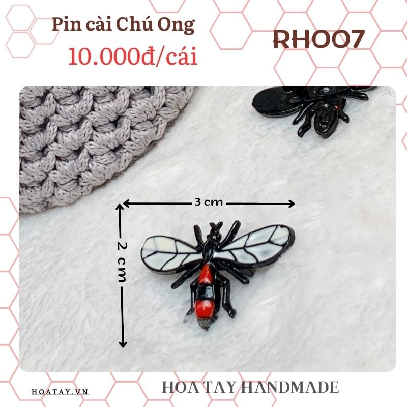 RH007- Pin cài hình chú ong 3x2cm - Phụ kiện nhỏ xinh thêm điểm nhấn đáng yêu cho trang phục và phụ kiện cá nhân