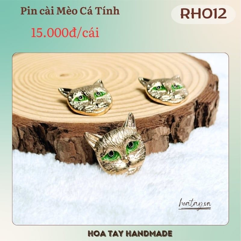 Pin Cài Hình Mèo Cá Tính RH012– Ánh Nhìn Mê Hoặc, Chất Riêng Độc Đáo