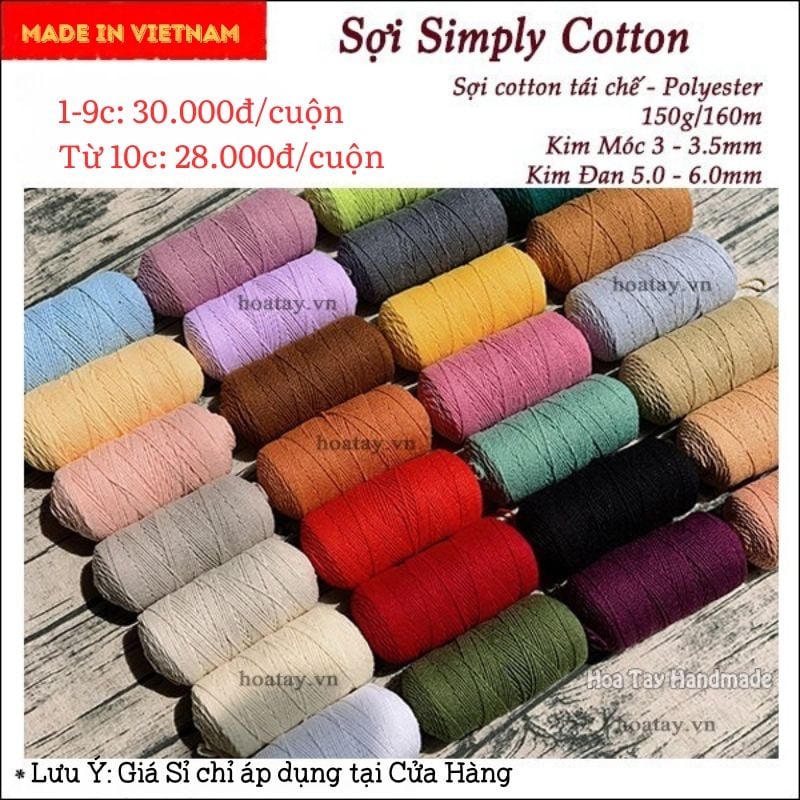 Sợi Simply Cotton dùng móc túi, mũ, thắt macrame
