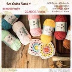 Len Cotton Susan 4 dùng đan móc khăn áo, nón mũ, thú bông