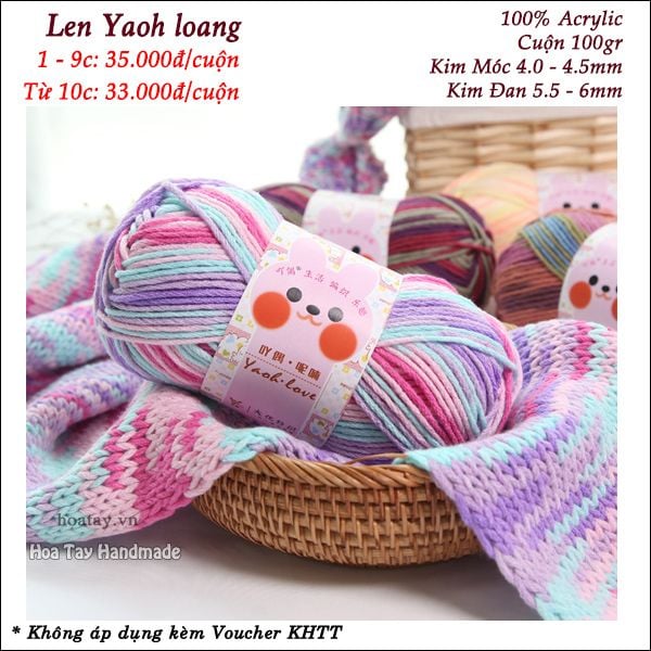 Len Yaoh loang - Yaoh Love - Len đan móc khăn  mũ Hoa Tay Handmade