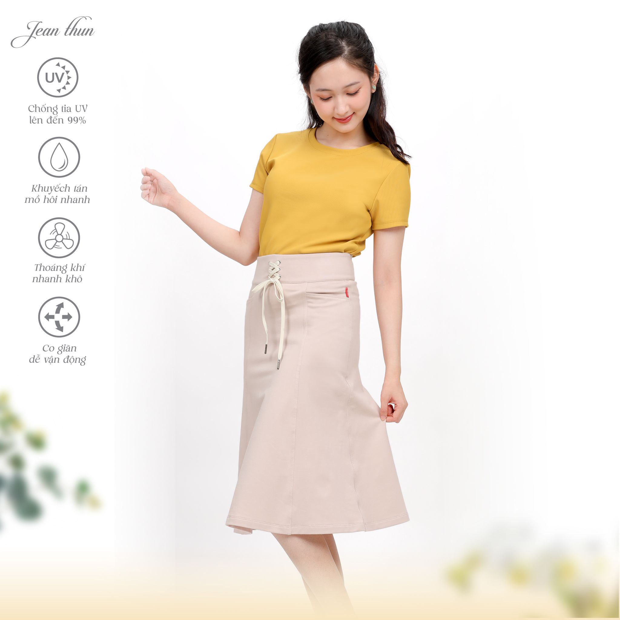 Chân váy dài chất jean thun 502p 8059