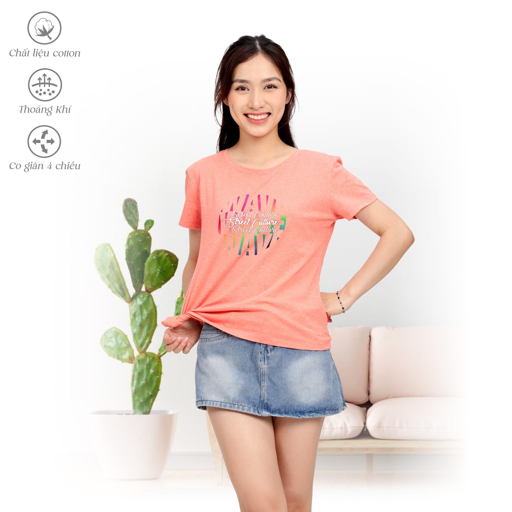 Áo thun nữ form suông chất cotton siêu mát 190p 0851
