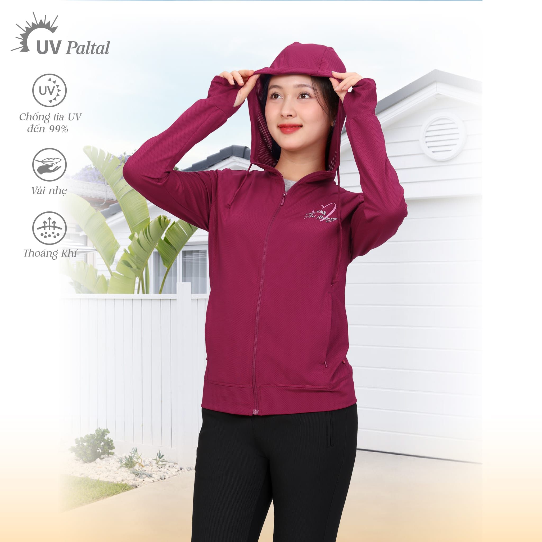 Áo khoác nữ chống nắng, chống UV chất poly thái 311p 1276