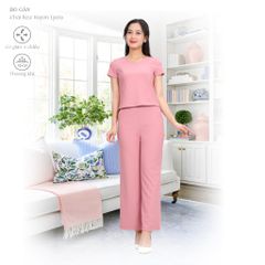 Set đồ bộ nữ kiểu quần dài tay ngắn chất rib chất cotton siêu mát 223p 3401