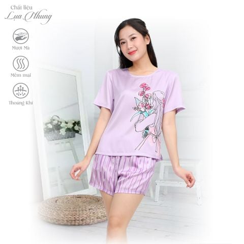 Bộ đùi tay ngắn cao cấp Lụa nhung 265p 2108