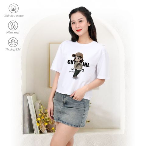 Áo thun nữ form vuông chất liệu Cotton cao cấp 190p 1204